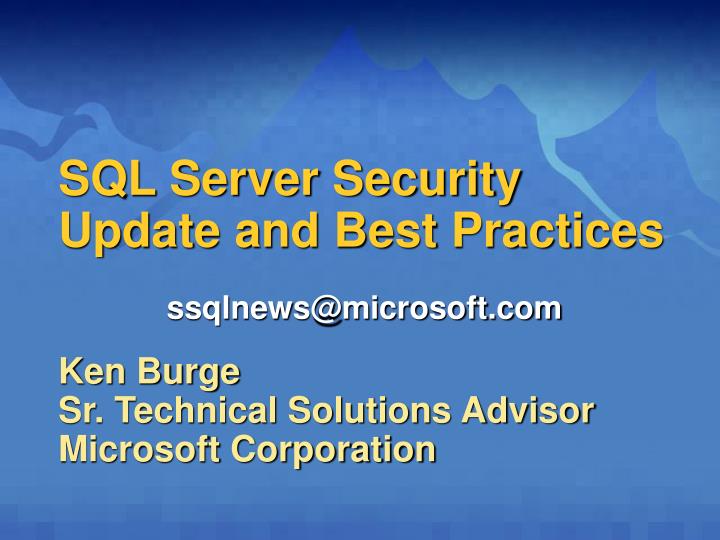 sql server security update and best practices