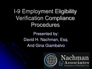 I-9 Employment Eligibility Verification Compliance Procedures