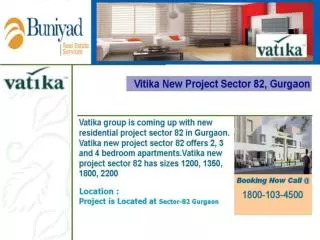 Vatika New Project in Gurgaon @ Toll Free:- 18001034500