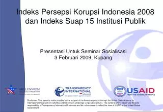 Indeks Persepsi Korupsi Indonesia 2008 dan Indeks Suap 15 Institusi Publik