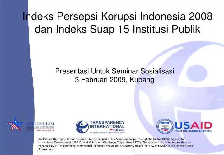 indeks persepsi korupsi indonesia 2008 dan indeks suap 15 institusi publik