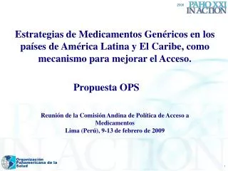 Estrategias de Medicamentos Genéricos en los países de América Latina y El Caribe, como mecanismo para mejorar el Acceso
