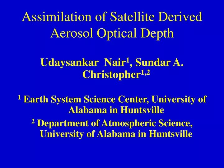 assimilation of satellite derived aerosol optical depth