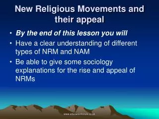 New Religious Movements and their appeal