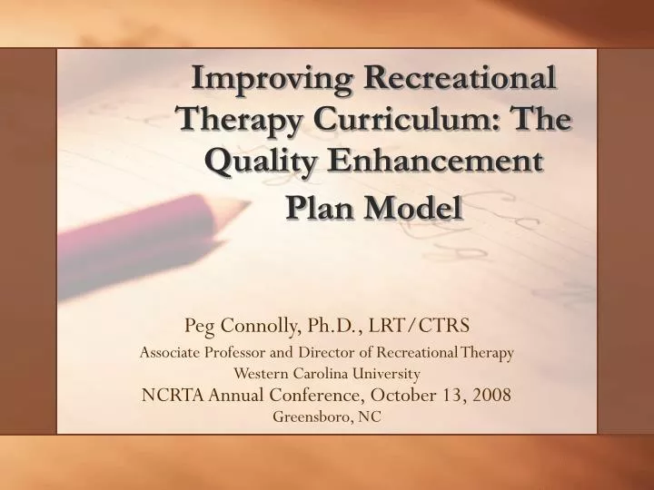 improving recreational therapy curriculum the quality enhancement plan model