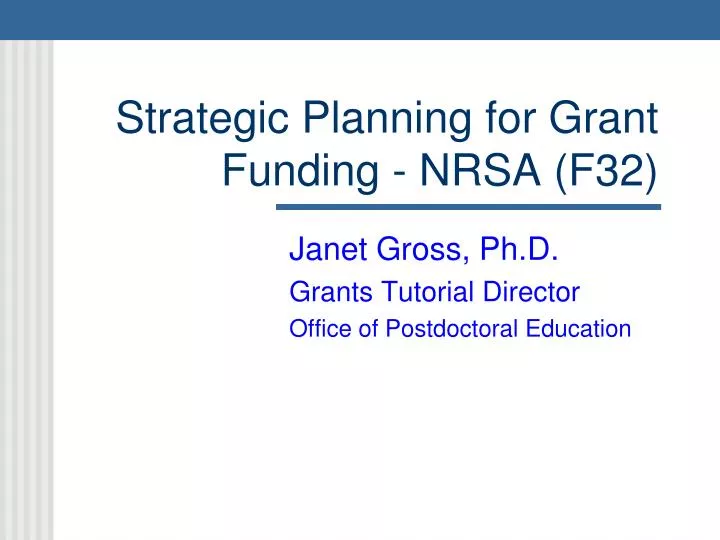 strategic planning for grant funding nrsa f32