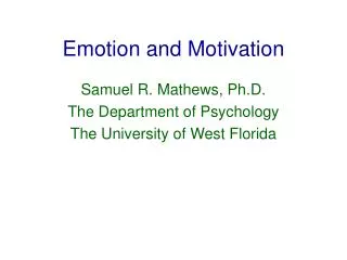 Emotion and Motivation