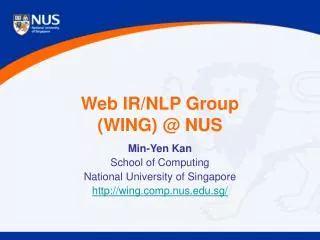 Web IR/NLP Group (WING) @ NUS