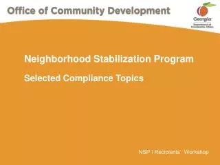 Neighborhood Stabilization Program