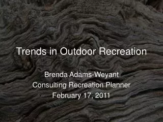 Trends in Outdoor Recreation