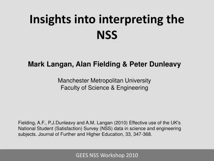 insights into interpreting the nss