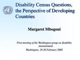 Disability Census Questions, the Perspective of Developing Countries