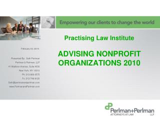 Practising Law Institute ADVISING NONPROFIT ORGANIZATIONS 2010