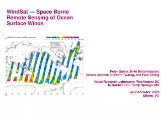 WindSat — Space Borne Remote Sensing of Ocean Surface Winds