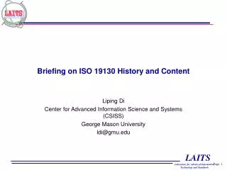 Briefing on ISO 19130 History and Content