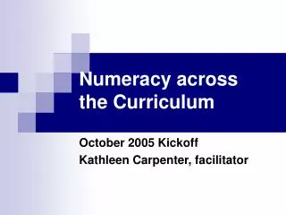Numeracy across the Curriculum