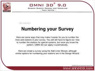 Numbering your Survey