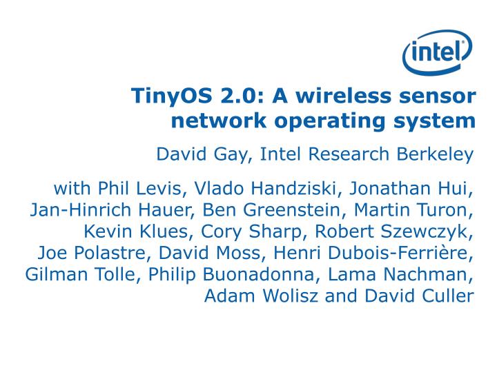 tinyos 2 0 a wireless sensor network operating system