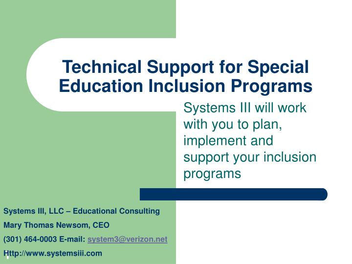 technical support for special education inclusion programs
