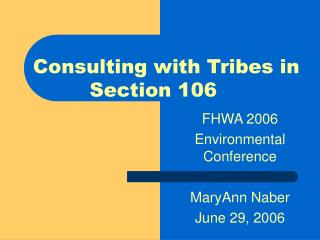 FHWA 2006 Environmental Conference MaryAnn Naber June 29, 2006