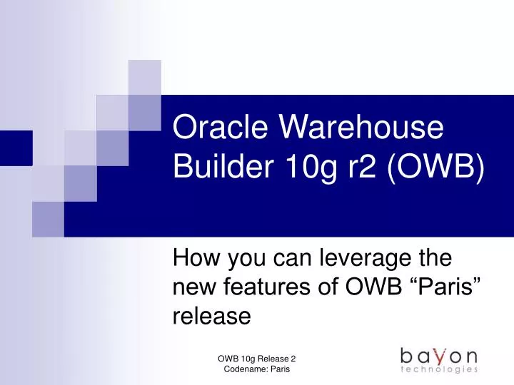 oracle warehouse builder 10g r2 owb