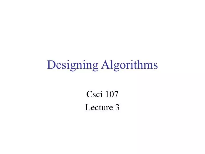 designing algorithms
