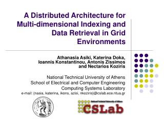 A Distributed Architecture for Multi-dimensional Indexing and Data Retrieval in Grid Environments