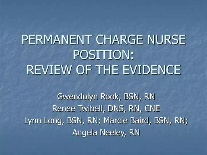 permanent charge nurse position review of the evidence