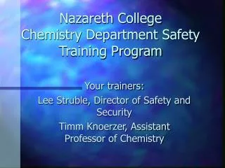 Nazareth College Chemistry Department Safety Training Program