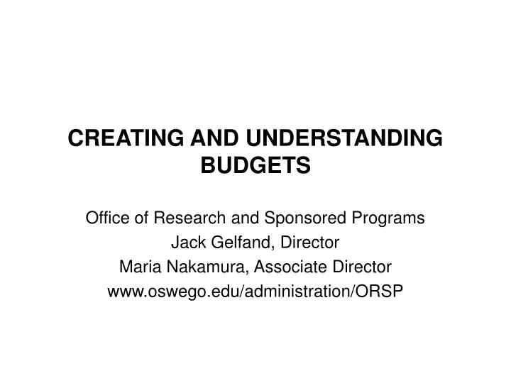 creating and understanding budgets