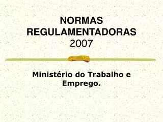 NORMAS REGULAMENTADORAS 2007