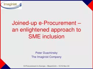 Joined-up e-Procurement – an enlightened approach to SME inclusion