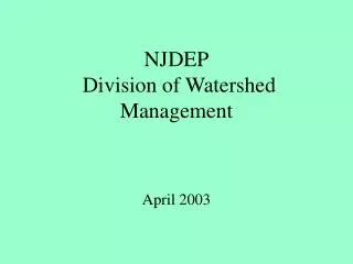 NJDEP Division of Watershed Management