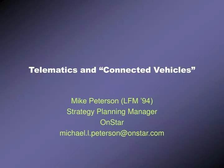 telematics and connected vehicles