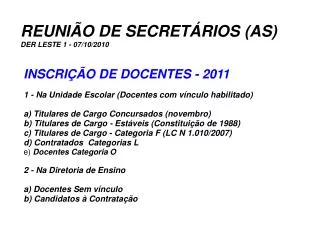 reuni o de secret rios as der leste 1 07 10 2010