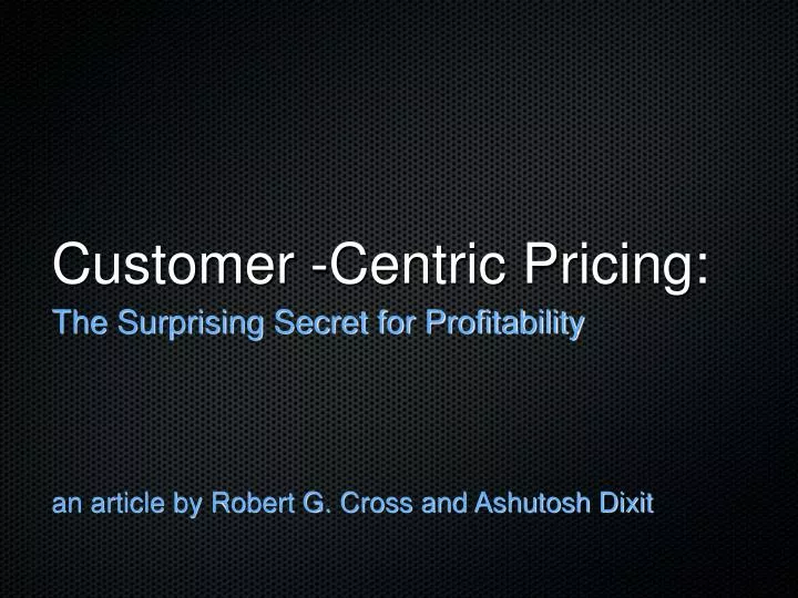 customer centric pricing