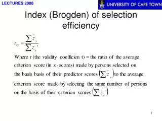 Index (Brogden) of selection efficiency