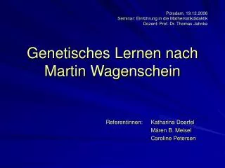 Genetisches Lernen nach Martin Wagenschein