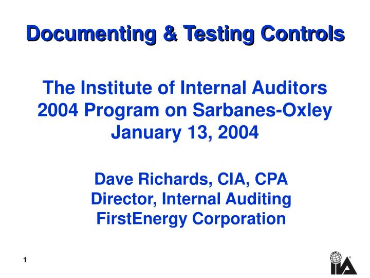 documenting testing controls