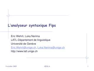 L’analyseur syntaxique Fips