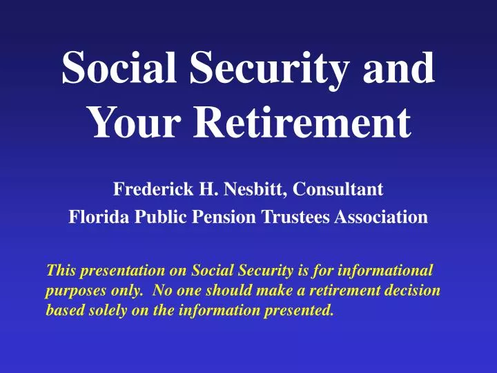 social security and your retirement
