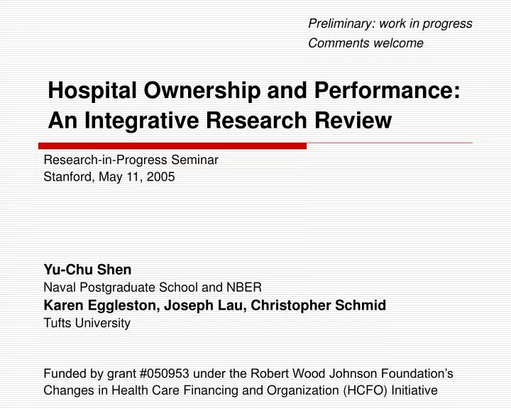 hospital ownership and performance an integrative research review