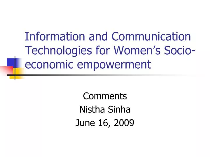information and communication technologies for women s socio economic empowerment