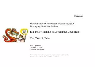 ICT Policy Making in Developing Countries: The Case of China