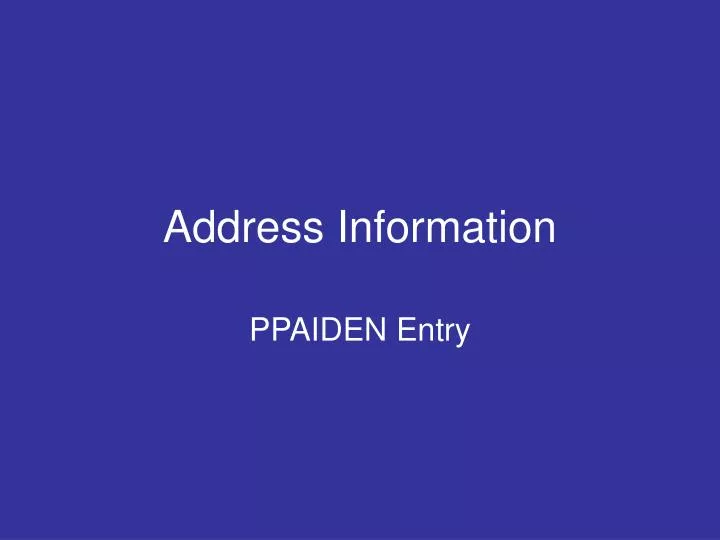 address information