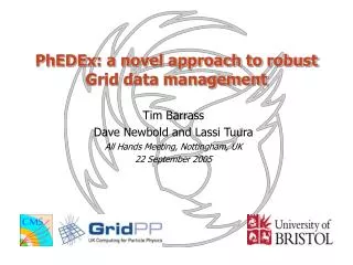 PhEDEx: a novel approach to robust Grid data management