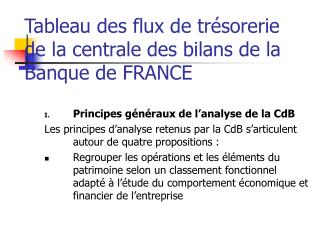 Tableau des flux de trésorerie de la centrale des bilans de la Banque de FRANCE