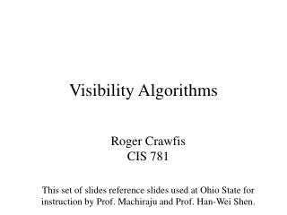 Visibility Algorithms