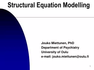 Structural Equation Modelling