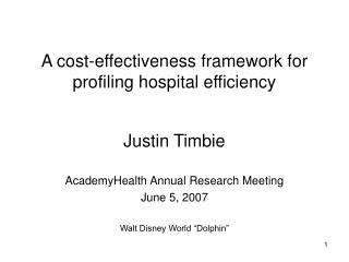 A cost-effectiveness framework for profiling hospital efficiency